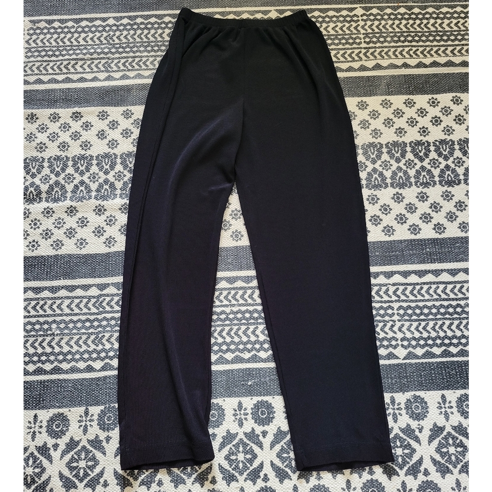 VNT Womens high waisted stretchy textured flowy black pants Size 6p